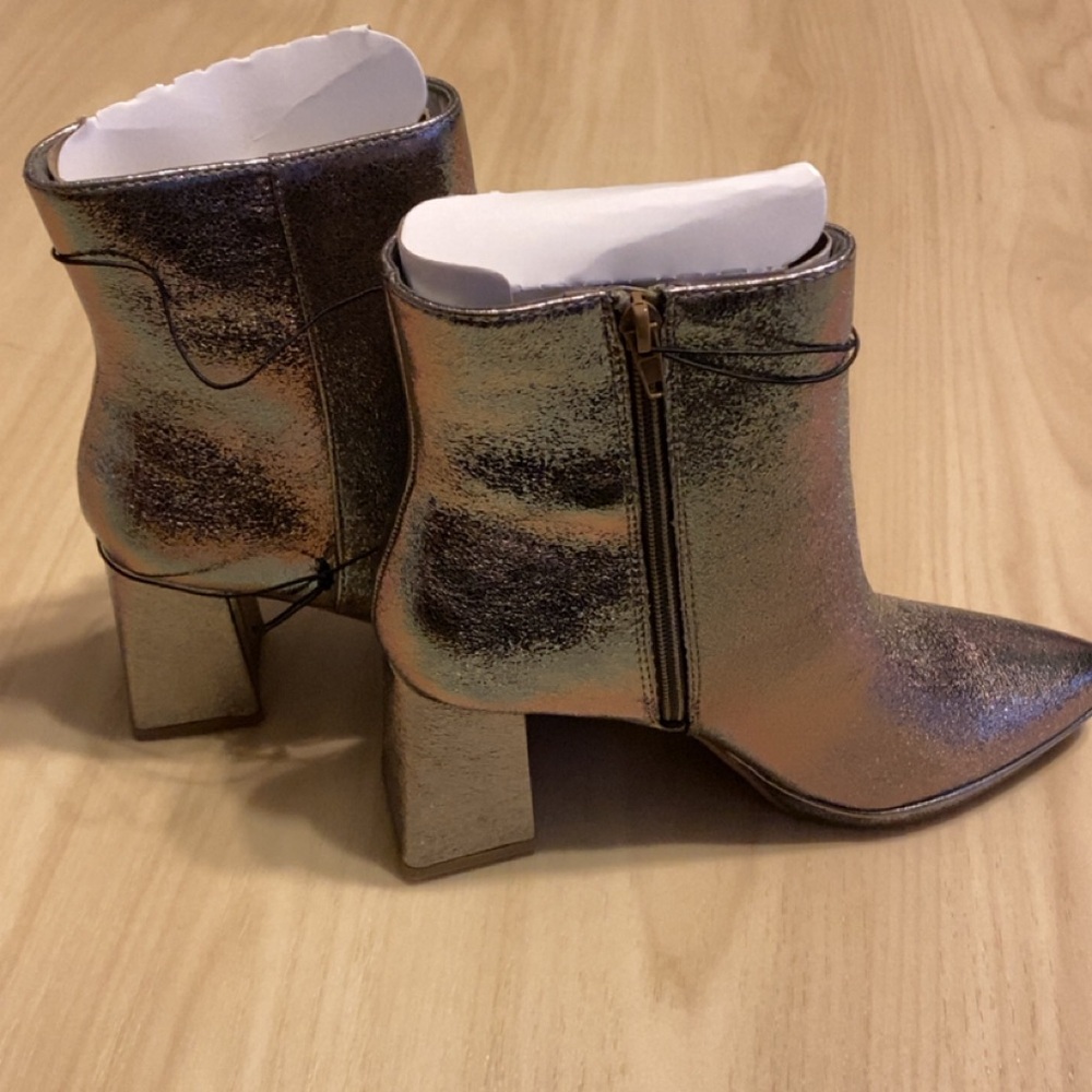 Worthington Iridescent Metallic Ankle Boots - Rose Gold/Silver Tone